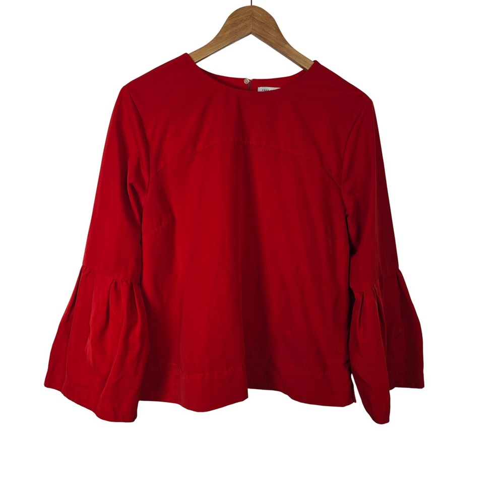 Free Assembly Womens Red‎ Bell Sleeve Blouse Top Medium